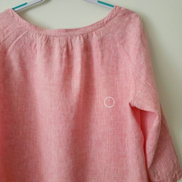 Christian Berg Womens Pure Linen 3/4 Sleeve Blouse Pink Pullover Top EU 44/US 12 - Picture 9 of 10